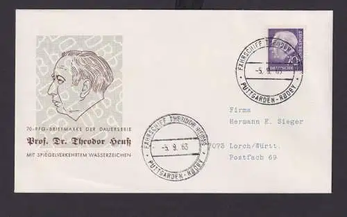 Bund Brief 70 Pfg. Heuss mit Sonderstempel Fährschiff Theodor Heuss Puttgarden