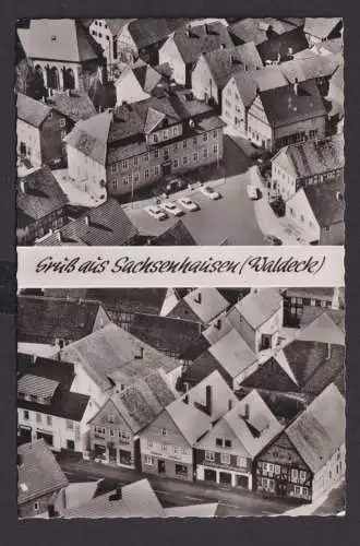 Ansichtskarte Sachsenhausen Waldeck Hessen Luftbild Geschäfte Uhren Optik Bäcker