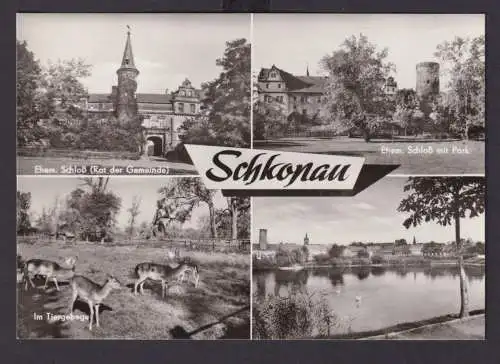 Ansichtskarte Schkopau Sachsen Anhalt Ehem. Schloss Tiergehege VEB Verlag