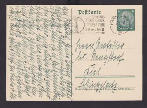 Deutsches Reich Drittes Reich Postsache Ganzsache SST Fernsprecher spart Zeit
