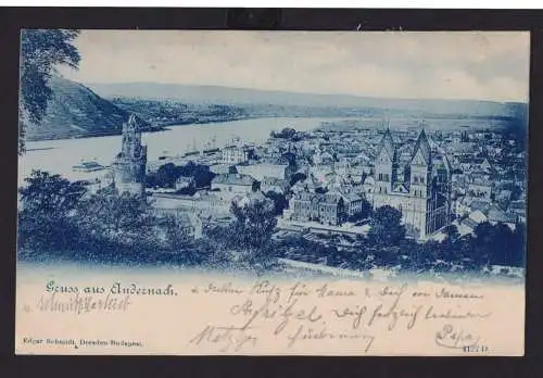 Ansichtskarte Andernach Rheinland Pfalz Totalansicht Rhein Fluss nach Homburg