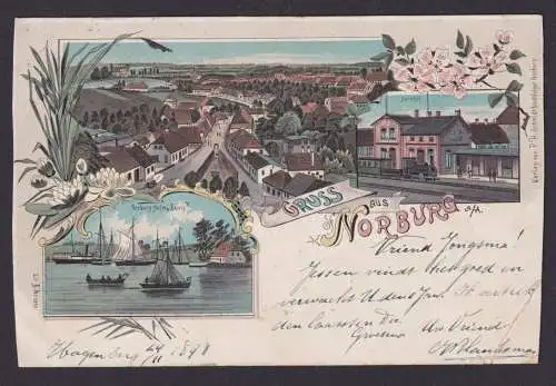 Litho Ansichtskarte Norburg Bahnpost von Sonderburg n. Norburg Zug 5 Dänemark