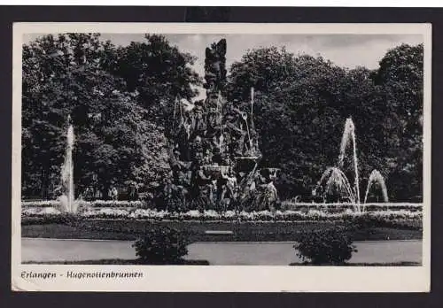 Ansichtskarte Erlangen Bayern Hugenottenbrunnen Park nach Arnstadt Thüringen