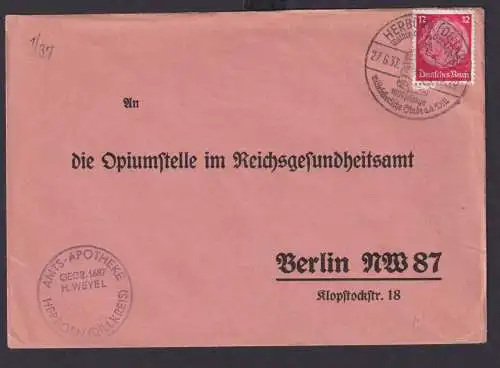 Deutsches Reich Drittes Reich Briefe SST Herborn Dillkreis 1000 jährige