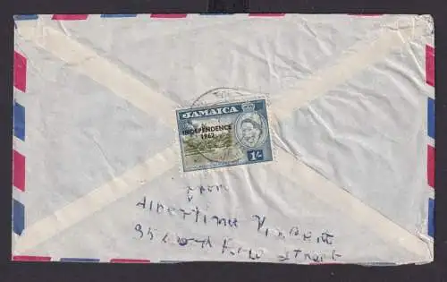 Jamaika Brief EF Queen Elisabeth 1s mit Aufdruck INDEPENDENCE 1962 n Chicago USA