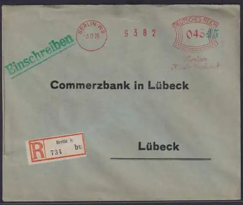 AFS Absenderfreistempel Deutsches Reich R Brief WST 045 plus grüner Handstempel