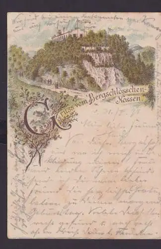 Litho Vorläufer Ansichtskarte Nossen Sachsen Bergschlösschen Künstlerkarte nach