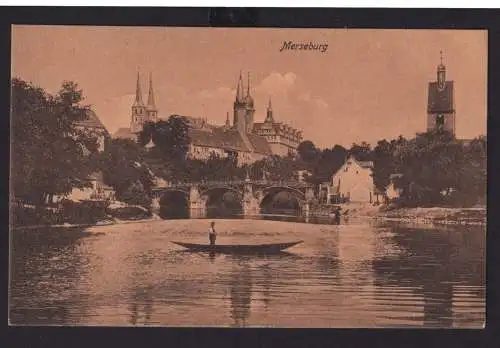 Ansichtskarte Merseburg Sachsen Anhalt Geisel Fluss Boot Brücke Verlag Trenkler