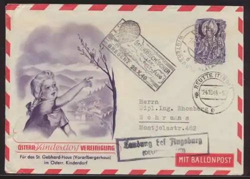Flugpost airmail Ballonpost balloon post Österreich 30g Privatganzsache