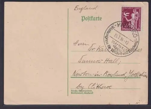 Deutsches Reich Brief EF 623 Destination Hamburg n. Großbritannien Newton in