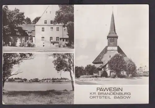 Ansichtskarte Päwesin Brandenburg Bagow Kirche Versch. Ortsansichten n. Berlin