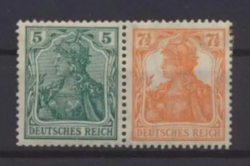 Deutsches Reich Zusammendruck Germania W 5 ungebraucht Kat. 80,00 für