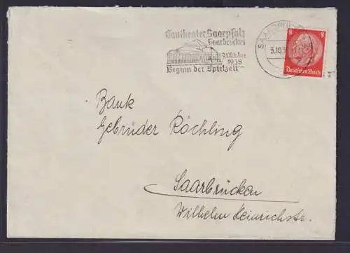 Deutsches Reich Brief EF Hindenburg Gautheater Saarpfalz Saarbrücken