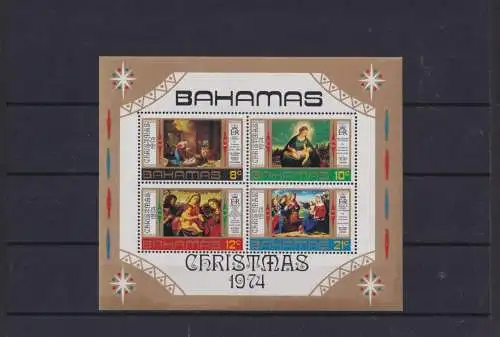 Briefmarken Bahamas Block Weihnachten 1974 Luxus postfrisch souvenir sheet MNH