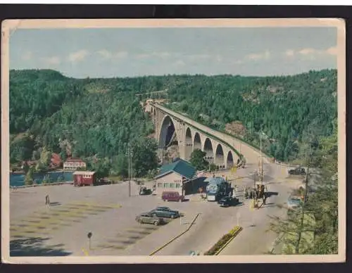 Ansichtskarte Svinesundsbroen Brücke Grenze Norwegen Schweden ab Fredriksten