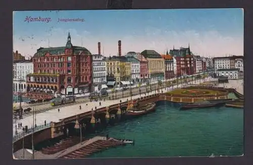 Ansichtskarte Hamburg Künstlerkarte Litho Jungfernstieg Bootanleger nach