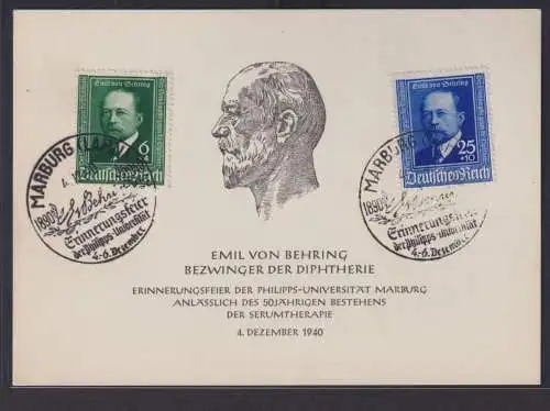 Deutsches Reich Brief 760-1 Behring Serologe Nobelpreis Sonderkarte SST Marburg