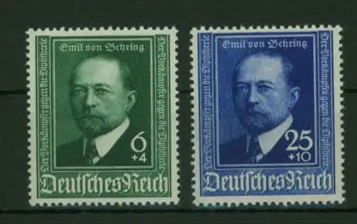 Deutsches Reich 760-761 Diphtherie Nobelpreis E. von Behring tadellos postfrisch