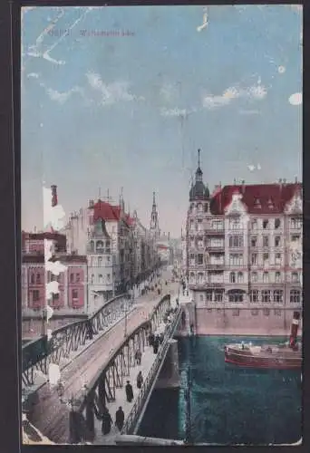 Ansichtskarte Künstlerkarte Posen Walischeibrücke Preussen Warthe Fluss Polen