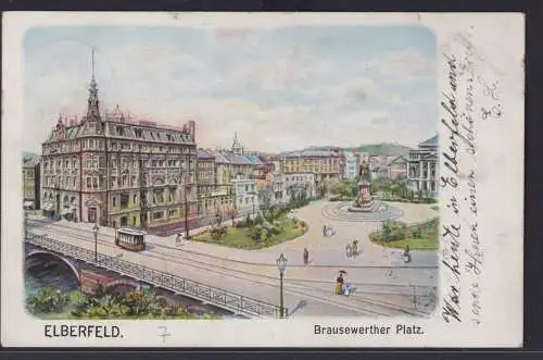 Litho Ansichtskarte Künstlerkarte Elberfeld Wuppertal Brauserwerther Platz
