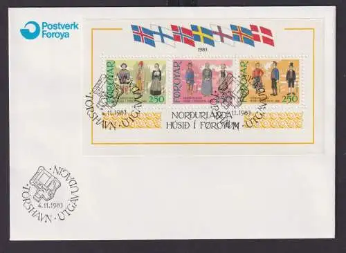 Färöer Føroyar Block 1 Kulturhaus Haus des Nordens FDC 4.11.1983