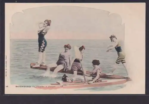 Ansichtskarte Jugendstil Art Nouveau Mädchen Baden Paddelboot Edition Du