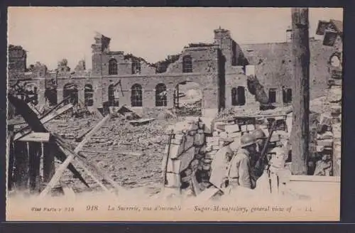 Ansichtskarte Kriegsschauplatz I.Weltkrieg Frankreich Zerstörte Fabrik Soldaten