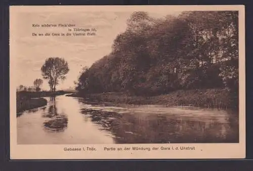 Ansichtskarte Gebensee Mündung Gera Unstrut Flüsse Landschaft Bäume Thüringen