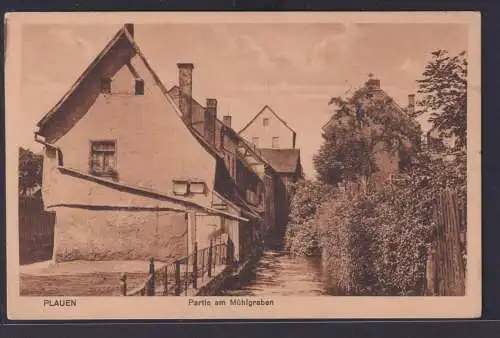 Ansichtskarte Plauen Mühlgraben Bach Gewässer Alte Häuser Sachsen