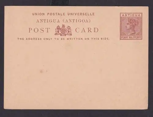 Briefmarken Britische Kolonien Antigua Ganzsache Queen Victoria 1 1/2 p braun