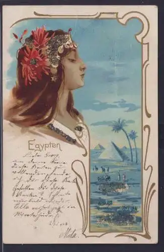 Ansichtskarte Jugendstil Art Nouveau Egypten Frau Schönheit Künstlerkarte