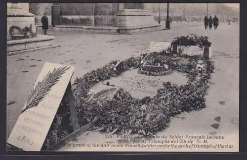 Ansichtskarte Paris Grab Unbekannte Französische Soldaten Arc de Triumph