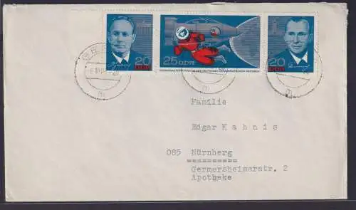 DDR Brief 1138-1140 Zusammendruck Weltraum Kosmos Kosmonauten Gera nach Nürnberg