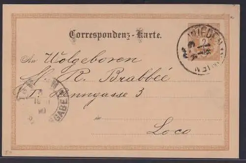 Österreich Ganzsache 2 Kreuzer ab Wieden Wien 18.11.1890