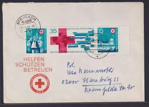 DDR Zusammendruck Brief Rotes Kreuz Steinach nach Hamburg