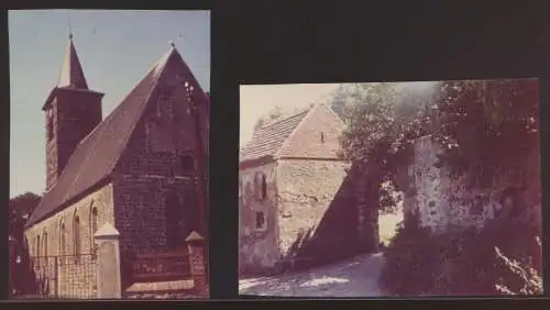 Ansichtskarte Brüssow bzw. zwei Stück Foto Stadtmauer und Kirche kleines Format