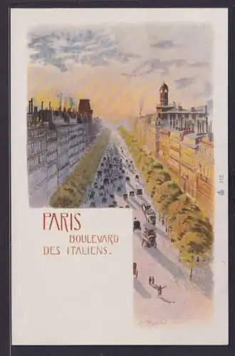 Ansichtskarte Künstlerkarte Sign. Paris Boulevard Des Italiens Prachtstrasse