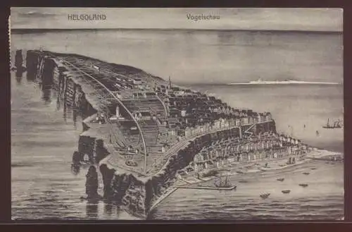Ansichtskarte Helgoland Vogelschau Vogelperspektive n. Göteborg Schweden 1910