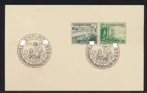 Reich WHW Zusammendruck mit 2 SST Erfurt Briefmarken Ausstellung für das WHW