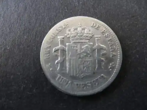 Münze Spanien Alfonso XII 1 Peseta 1885 Silber ss Schön: 164