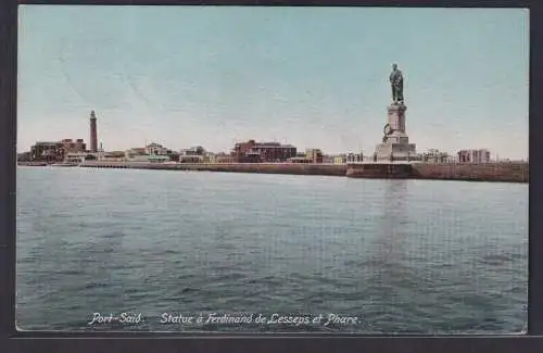 Ansichtskarte Port Said Hafenstadt Agypten Asien Afrika Statue Ferdinand Lesseps