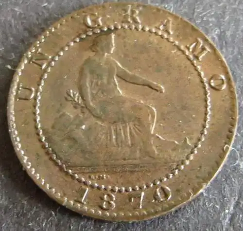 Münze Spanien 1 Centimo 1870 Schön: 140