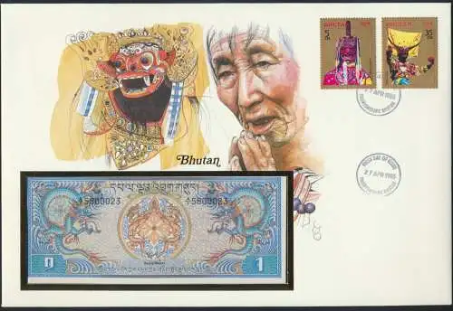 Geldschein Banknote Banknotenbrief Bhutan 1985 schön und exotisches Motiv