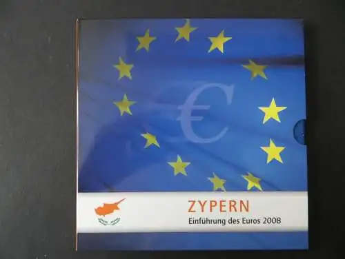 Münzen Zypern KMS Numisfolder Einführung des Euros 2008 mit Briefmarken + Block