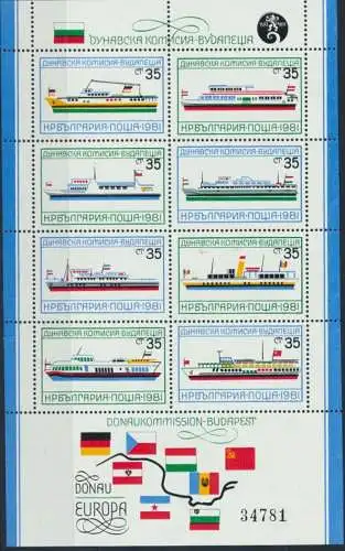 Bulgarien Block 112 + 116 Europäische Donaukommission Schiffe Flaggen Kat 32,00