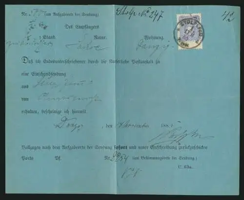Postsache Reich Brief EF 20 Pfg Adler Zwischensteg K1 Stolp Pommern Einschreiben