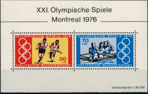 Sport Bund Block 12 Olympia Sommerspiele Montreal tadellos postfrisch KatW. 3,00