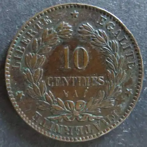 Münze Frankreich 1886 - 10 Centimes Dritte Republik Kupfer ss