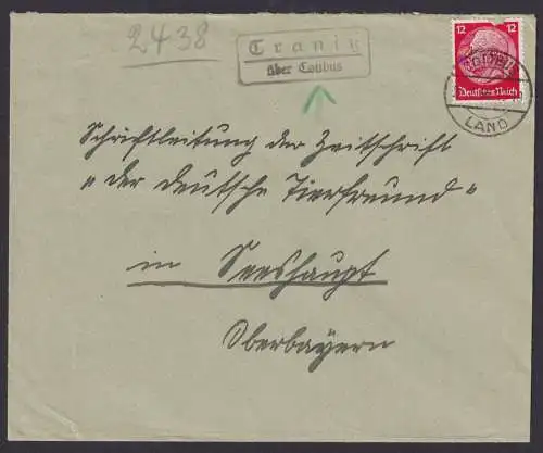 Tranitz über Cottbus Brandenburg Deutsches Reich Brief Landpoststempel