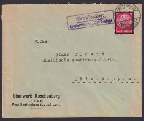 Großkoschen über Senftenberg Nieder Lausitz Brandenburg Deutsches Reich Brief